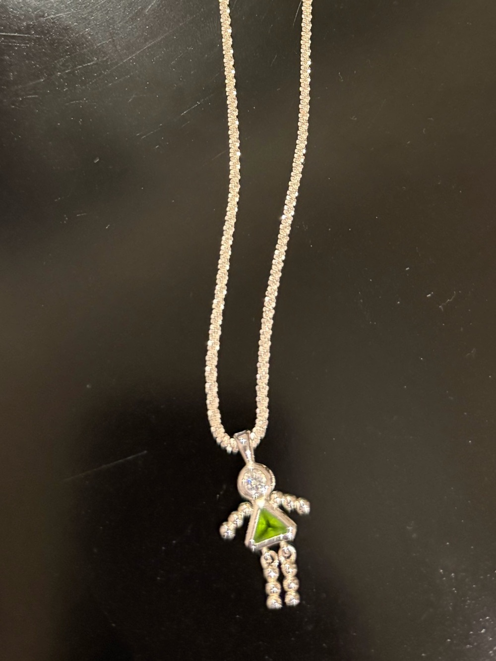 Silver 925 Necklace with Green Girl Pendant